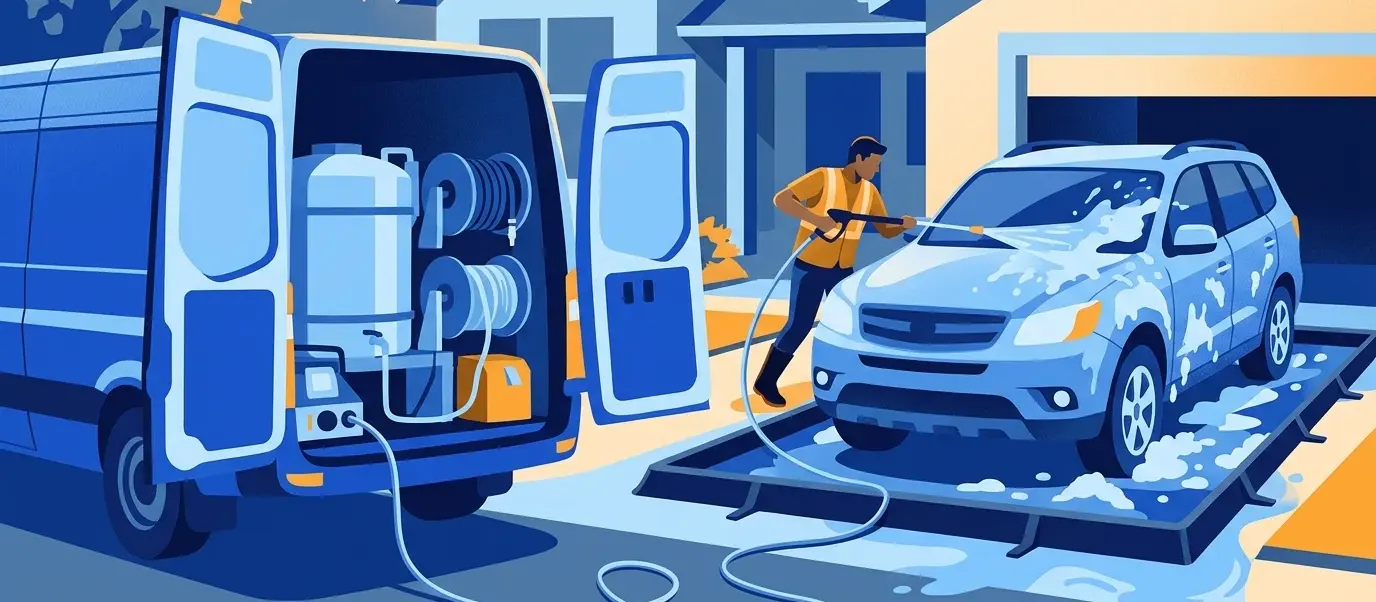 Illustration for the guide: Mobile car wash and mobile detailing